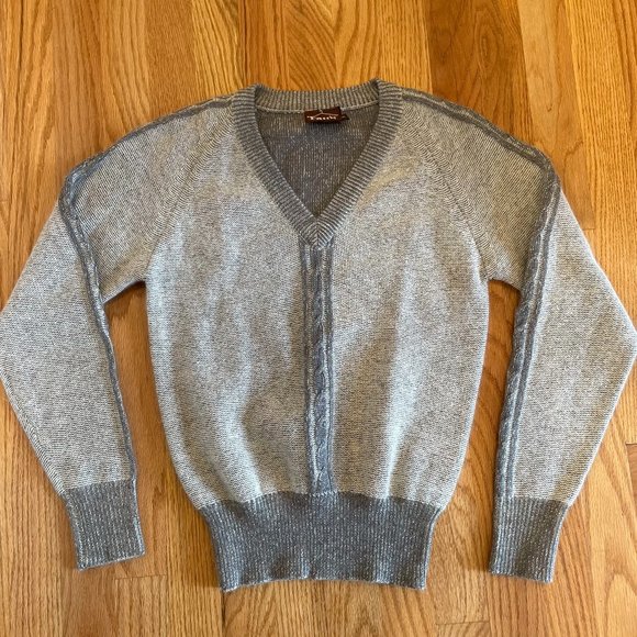 Vintage Fay’s Closet V-Neck Wool Angora Sweater Gray Women’s Size Small - Picture 1 of 10
